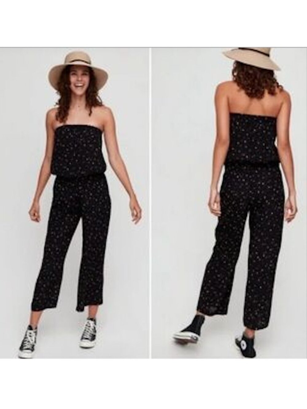 Sunday Best Strapless Jumpsuit Floral Polka Dot Flowy Summer Tube Top Aritzia